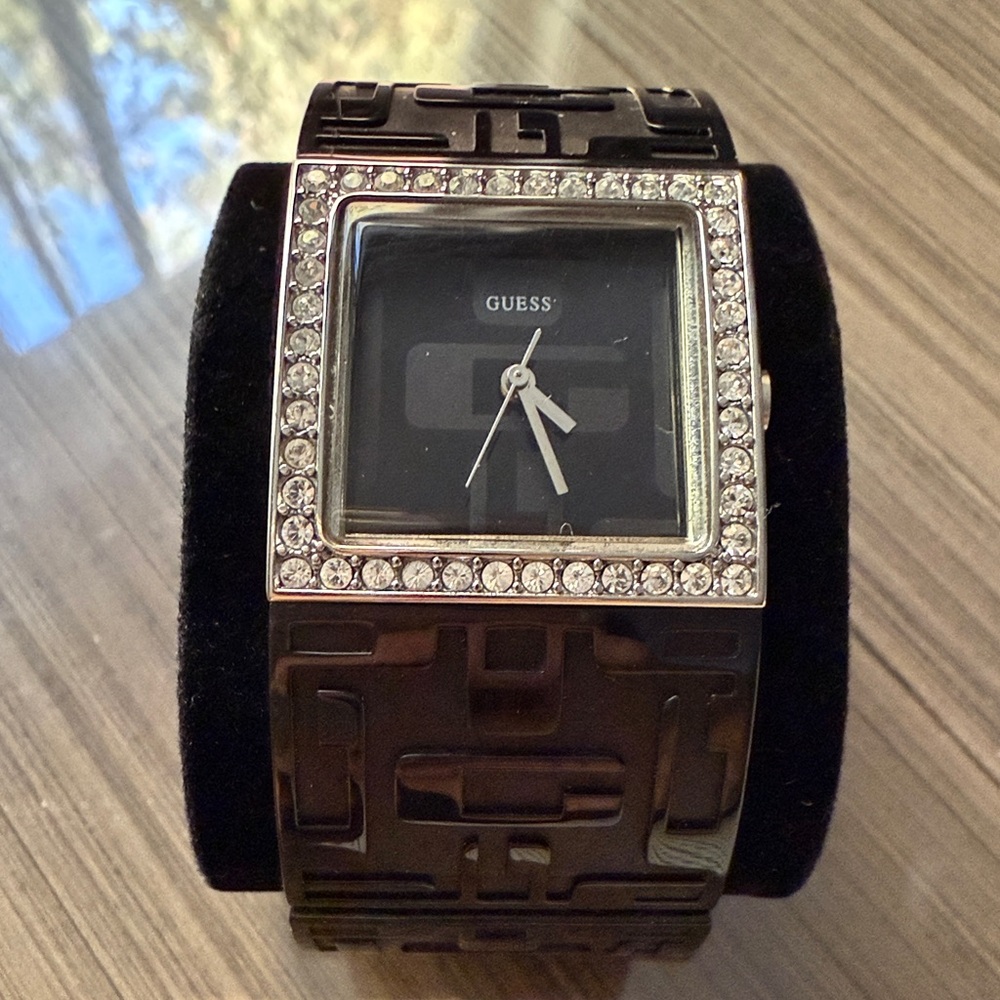 Guess Black and Silver Square Watch